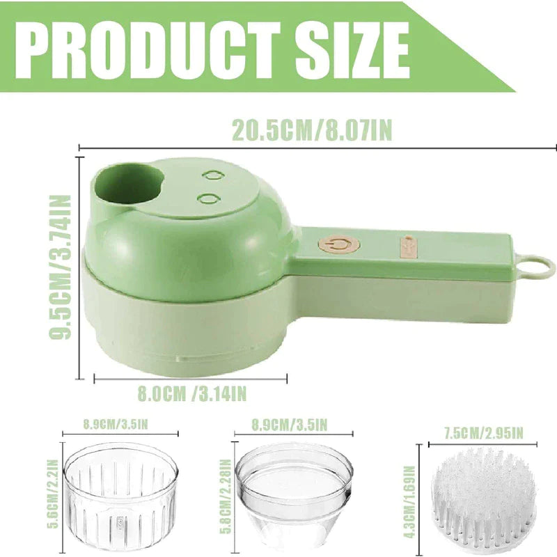 4 in 1 Handheld Electric Vegetable Cutter Set Slicer Vegetable Spiral Slicer Cutter Masher Machine Kitchen Tool Multifunctional